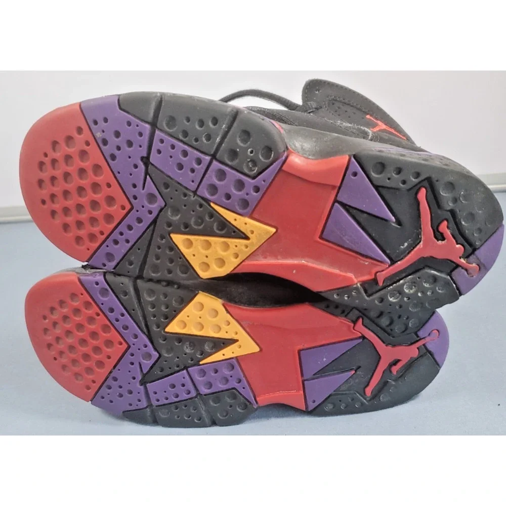 Nike Air Jordan 7 Retro GS Raptors 2012 Kids Size 12C Black Purple 304774-018